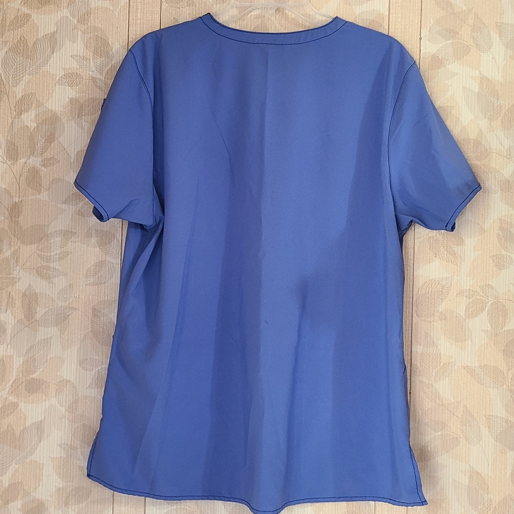 Carhartt Force Blue XL Scrub Top Medical Multi-Pockets V-Neck Unisex Stretch - Picture 7 of 10